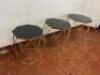 3 x Hexagonal Smoked Glass Side Tables on Gold Coloured Metal Legs. Size 57 x 46 x 46cm. - 2