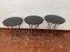 Nest of 3 Round Smoked Glass Top Side Tables. Size H56 x Dia 50cm.