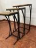 Nest of 3 Wood Topped Side Tables with Black Metal Legs. Size 75 x 41 x 25cm. - 3