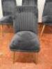 4 x Navy Blue Velour Dining Chairs with Wood Legs. Size H90cm. - 2