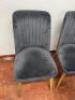 4 x Navy Blue Velour Dining Chairs with Wood Legs. Size H90cm. - 3