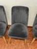 4 x Navy Blue Velour Dining Chairs with Wood Legs. Size H90cm. - 4