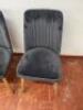 4 x Navy Blue Velour Dining Chairs with Wood Legs. Size H90cm. - 5