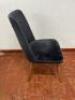 4 x Navy Blue Velour Dining Chairs with Wood Legs. Size H90cm. - 6