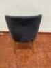 4 x Navy Blue Velour Dining Chairs with Wood Legs. Size H90cm. - 7