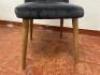 4 x Navy Blue Velour Dining Chairs with Wood Legs. Size H90cm. - 8