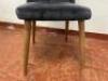 4 x Navy Blue Velour Dining Chairs with Wood Legs. Size H90cm. - 9