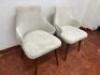 2 x Matching Grey Velour Button Backed Dining Chairs with Wood Legs. Size H90cm. - 2