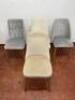 4 x Velour Dining Chairs on Wood Spindle Legs. Size H90cm.