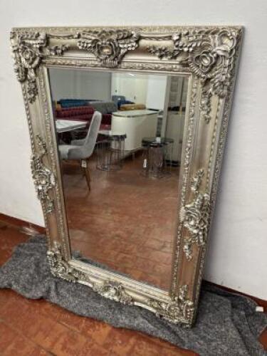 Ornate Silvered Mirror, RRP £400. Size 152 x 100cm.