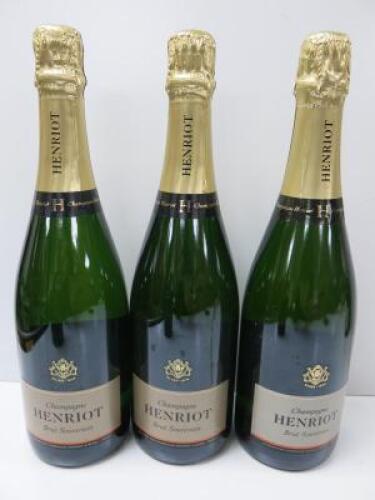 3 x Bottles of Henriot Brut Souverain Champagne, 750ml.