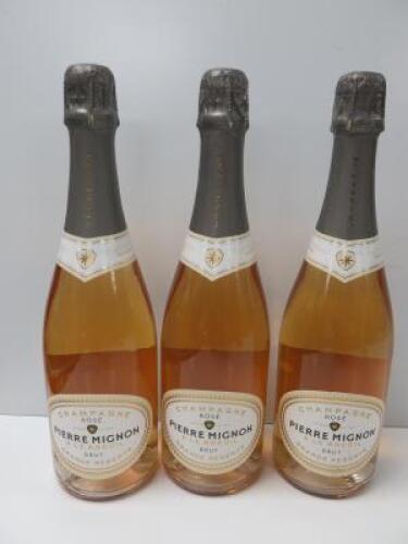 3 x Bottles of Pierre Mignon Le Breuil Brut Rose Champagne, 750ml.