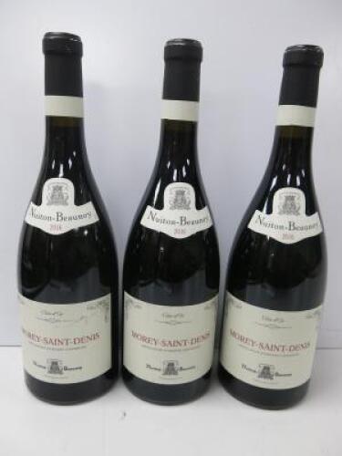 3 x Bottles of Nuiton Beaunoy Morey-Saint-Denis, 2016, 750ml.