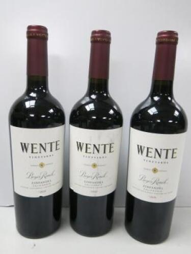 3 x Bottles of Wente Vineyards Zinfandel, 2020, 750ml.