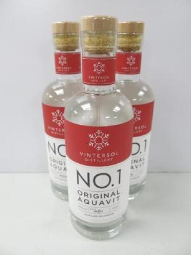 3 x Bottles of Vintersol No.1 Original Aquavit, 50cl.