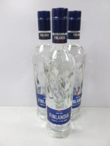 3 x Bottles of Finlandia Vodka, 70cl.