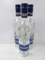 3 x Bottles of Finlandia Vodka, 70cl.