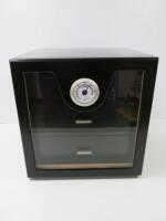 3 Drawer Black & Acrylic Cigar Cabinet Humidor, Size H25 x W24 x D24cm. Comes with a Quantity of Humidor & Travel Bags & Cigar Cutter.