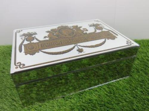 Mottled Mirrored Dressing Table Jewellery Box. H9.5 x W26 x D18cm .