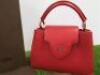 Louis Vuitton Capucines BB Taurillon Red Leather Bag. Comes with Box & Dust Cover. Appears in Good Condition. - 2