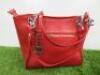 Red Leather Hand Bag. - 4