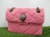 Kurt Geiger Pink Leather Mini Kensington Chevron Cross Body Bag.