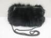 1 x Over shoulder Black Faux Fur Hand Bag with Black Faux Fur Head Band. - 2