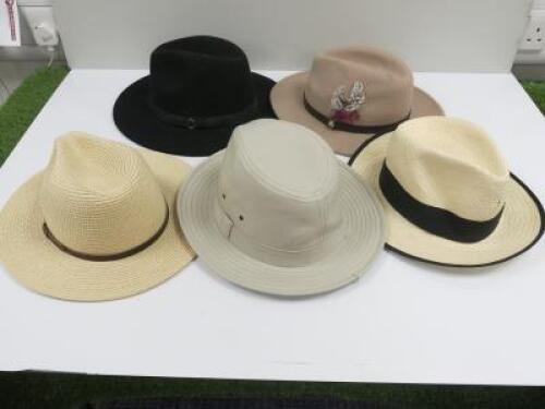 5 x Assorted Hats to Include: 1 x Hawkins, 1 x Denton, 1 x Failsworth & 2 x Panama's.