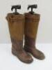 Pair of Ladies Barbour Acorn Long Leather Boots, Size 4.