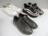 3 x Assorted Ladies Lace Up Sneakers, Size 37 & 38.