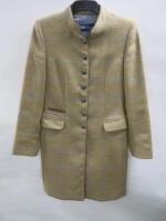 British Tweed Ladies Collarless Coat, Size 12.