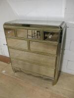 Next Juliette Bevelled Mirror 7 Draw Chest of Draws with Gold Wood Frame. Size H116 x W100 x D43cm.