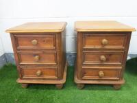 Pair of 3 Drawer Wooden Bed Side Cabinet, Size H64 x W50 x D50cm.