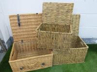 4 x Assorted Sized Wicker Baskets with Lids.