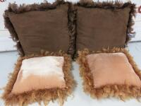 2 x Pairs of Assorted Sized Cushions with Feathers.