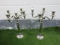 Pair of 5 Arm Metal Alloy Candle Stick Holders.