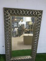 Large Carved Wooden Decorative Bevel Edged Mirror, Size H156 x W93cm.