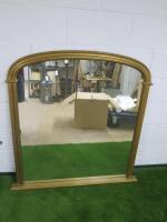 Large Wooden Framed Over Mantle Mirror in Gold, Size H122 x W112cm.