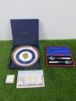 Boxed Royal Worcester 60th Anniversary of Coronation & Pair of Bone Handle Spoons.