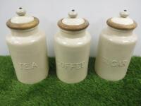 3 x Cream Ceramic Storage Jars.