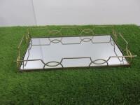 Metal & Mirror Glass Tray, Size W53 x D30cm.