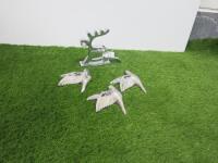 Deer Nut Cracker & Three Wall Mounted Ornamental Silvered Birds.