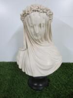 Veiled Bust of a Lady's Head and Torso, Titled on the Bottom "A Filli Firenze" Italy, Size 35cm.