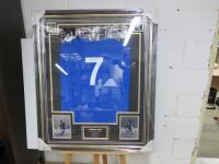 Framed & Glazed George Best Signed Shirt, Size H98 x W83cm.Lot Update: Comes with A1 Sporting Speakers.Com Certificate of Authenticity (As Viewed/Pictured).