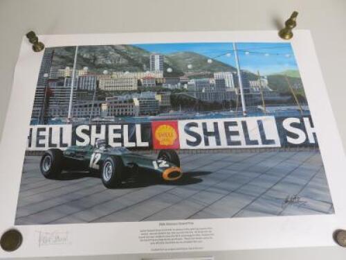 Formula Art Limited Edition David Johnson Lithograph. Sir Jackie Stewart 1966 Monaco Grand Prix Hand Signed by Sir Jackie Stewart, No 66/500. Comes with Certificate. Overall Print Size Including Border 42 x 59cm.