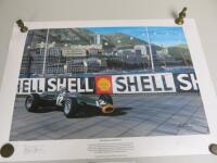 Formula Art Limited Edition David Johnson Lithograph. Sir Jackie Stewart 1966 Monaco Grand Prix Hand Signed by Sir Jackie Stewart, No 66/500. Comes with Certificate. Overall Print Size Including Border 42 x 59cm.