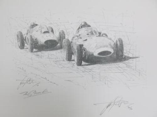 Formula Art Limited Edition David Johnson Authentic Sketch Print. Tony Brooks British F1 Great Driver Signed Edition, 30/50. Comes with Certificate. Overall Sketch Size 30 x 42cm.