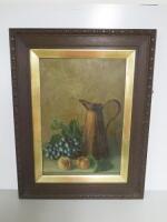 Old Still Life Oil on Original Winsor & Newtons Canvas in Wooden Frame, Size 70 x 55cm.