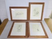 Set of 4 Framed & Glazed "Winnie The Pooh" Prints, Size H48 x W38cm.