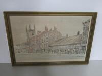 Framed & Glazed J Ferguson Print Depicting Church Street Preston 1853, Size 34 x 50cm.